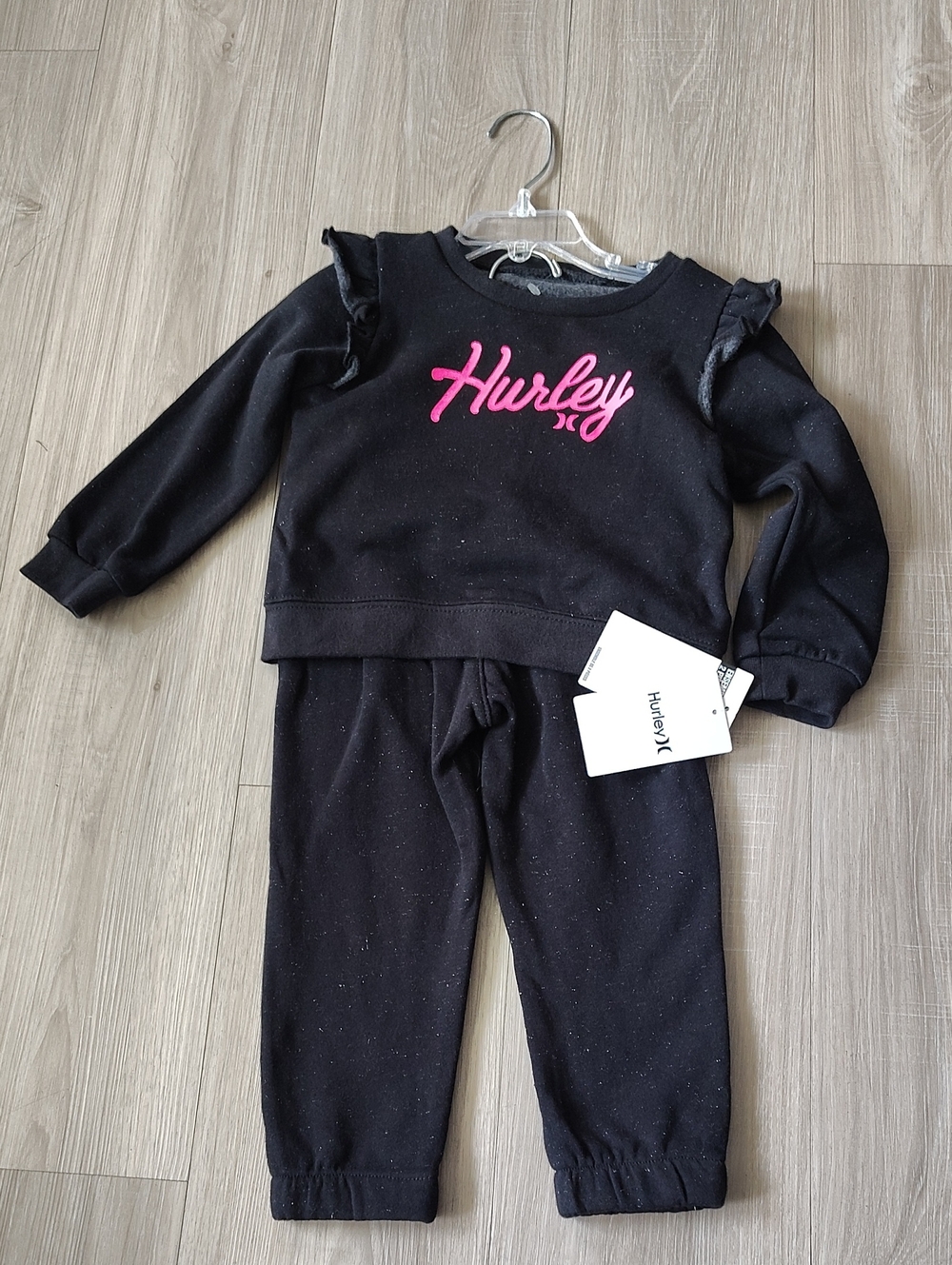 Hurley Black Sweatshirt & Jogger Set with Pink Logo